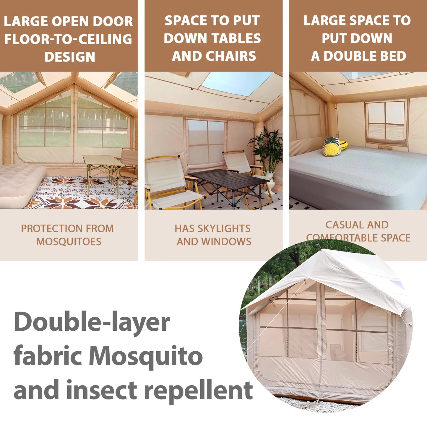 Inflatable Camping Tent 6-8 Person Quick Setup 80.73 Sq Ft 4 Season