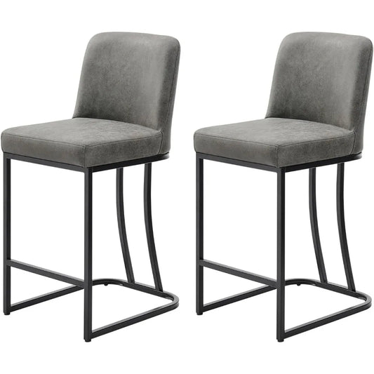 Bar Stools Set of 2 Modern Kitchen Counter Height Leather Bar Chairs