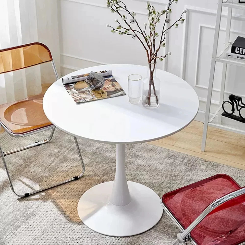 Modern Round Dining Table Steel Base Kitchen Coffee Table 24 Inch