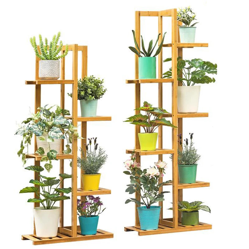 Ljustra Bamboo 5 6 Tier Plant Stand Rack Indoor Outdoor Flower Shelf