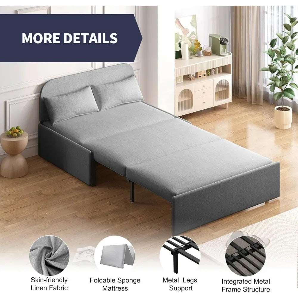 Ljustra Modern Pull Out Sofa Bed Convertible Sleeper Linen Couch