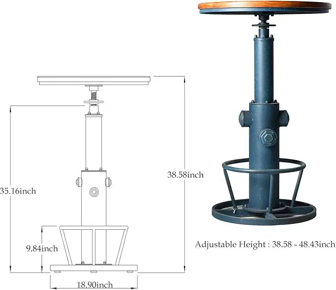 Retro 3 Piece Pub Bar Set Adjustable Table and Stools for Home Bar