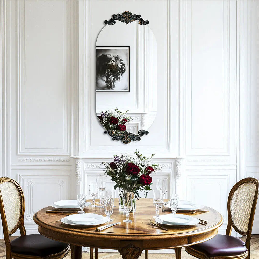 Antique Rustic Oval Wall Mirror for Entryway Bathroom Hallway Decor