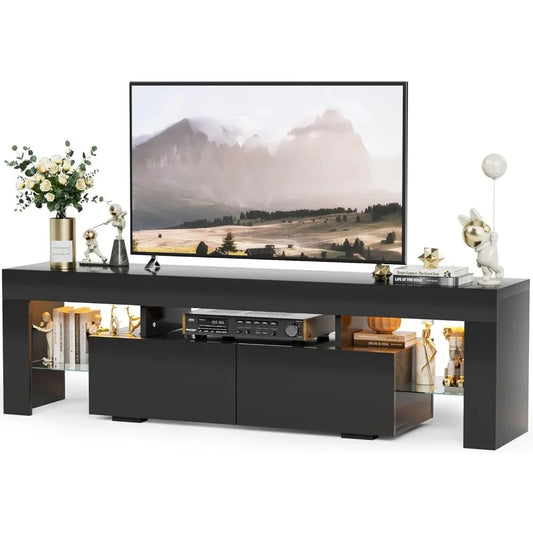 Modern LED TV Stand for 70 Inch TVs with RGB Lighting and Storage