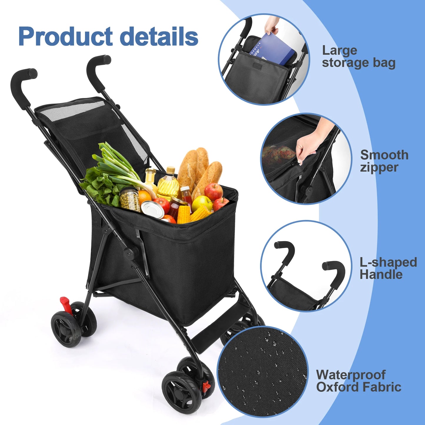 Multifunctional Folding Cart Pet Stroller Lightweight Market Trolley