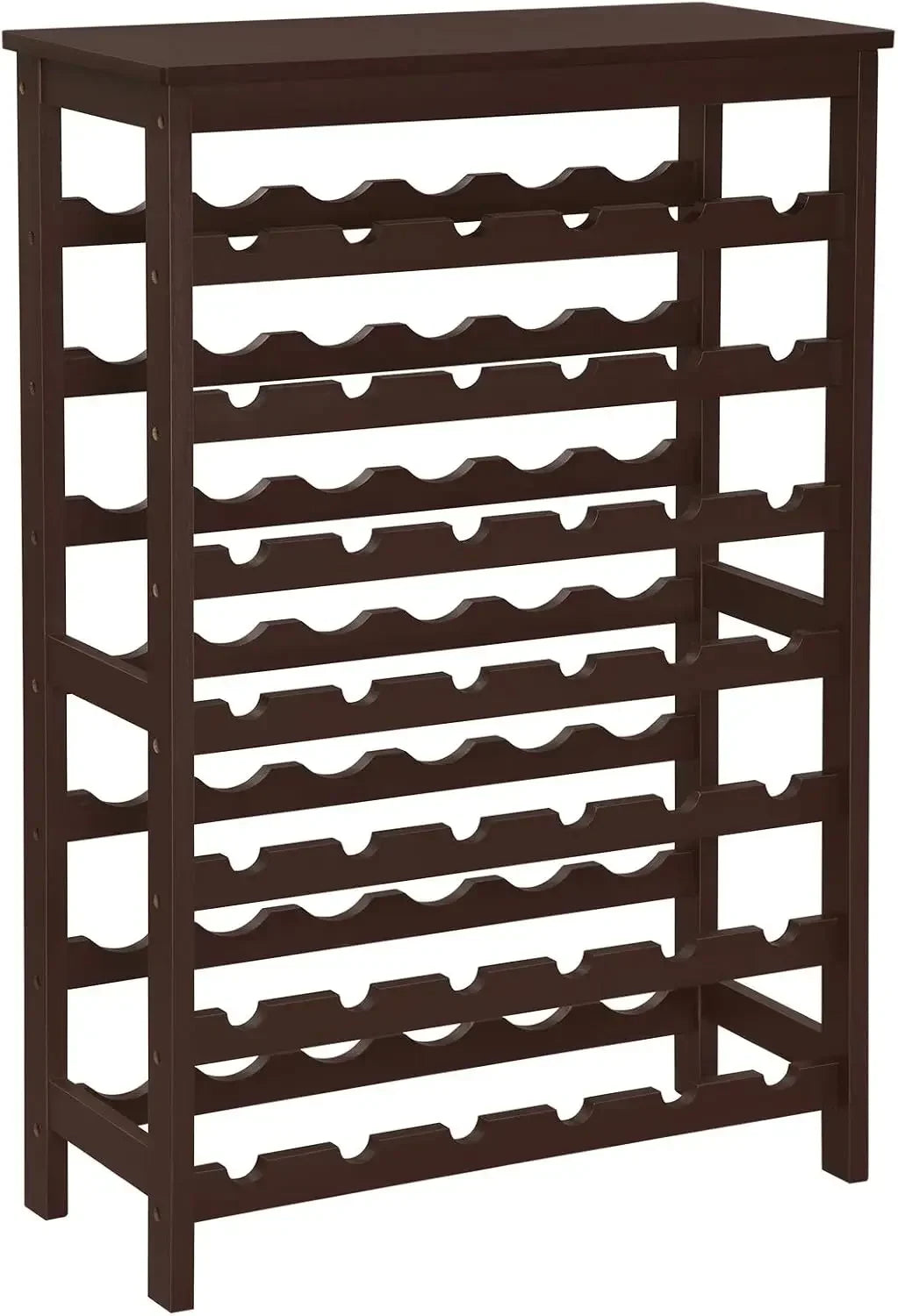 42 Bottle Wine Rack Free Standing 7 Tier Bamboo Storage Shelves