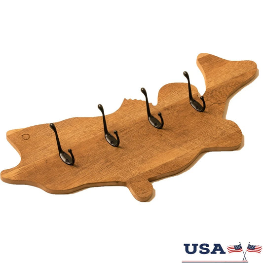 Bass Coat Rack Wall Hanger Distressed Wood Coats Hats Storage Decor