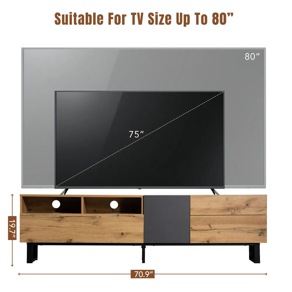 Modern TV Stand for 80 Inch TV with Storage Media Console Table