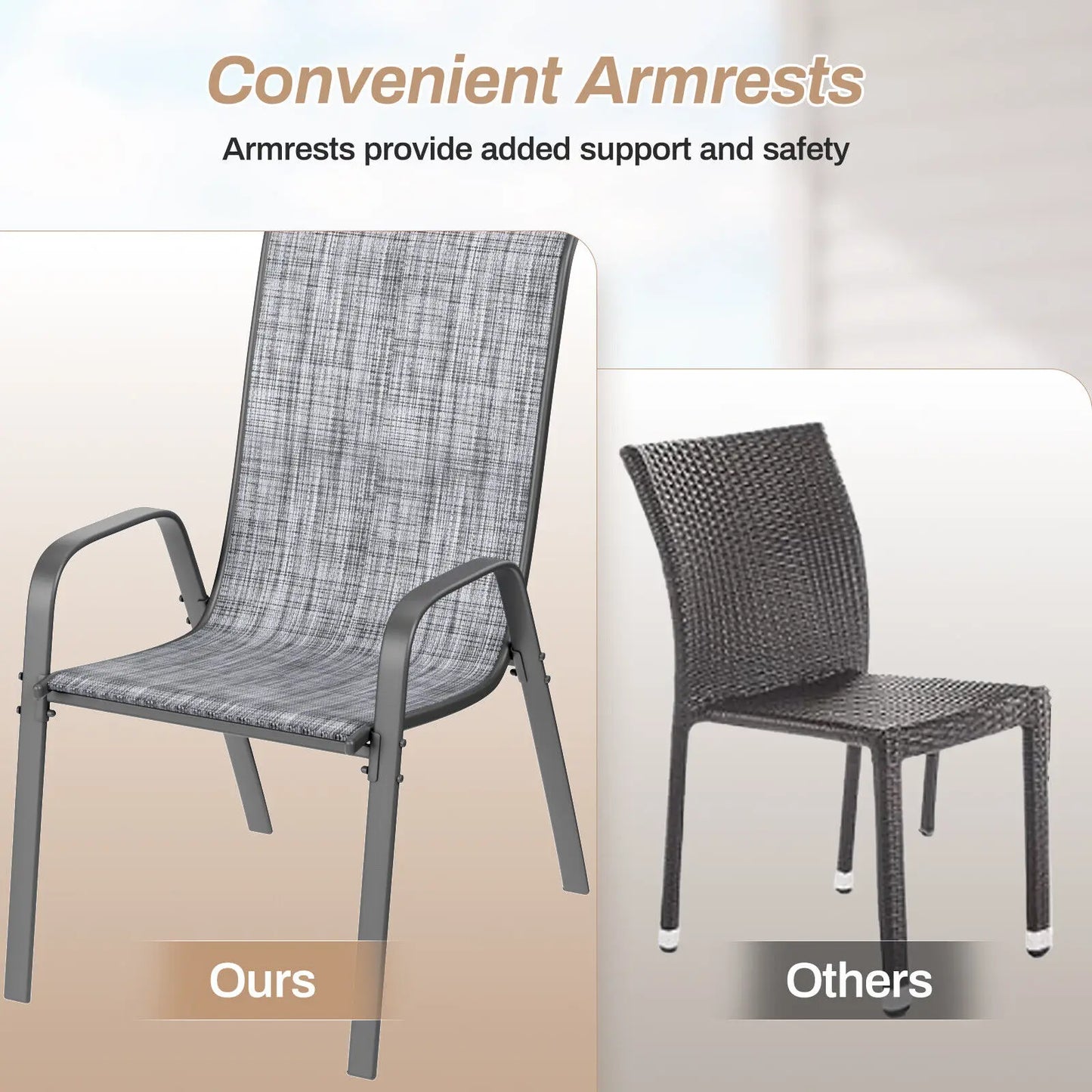 Metal Stackable Outdoor Dining Chairs Set of 4 for Patio Garden