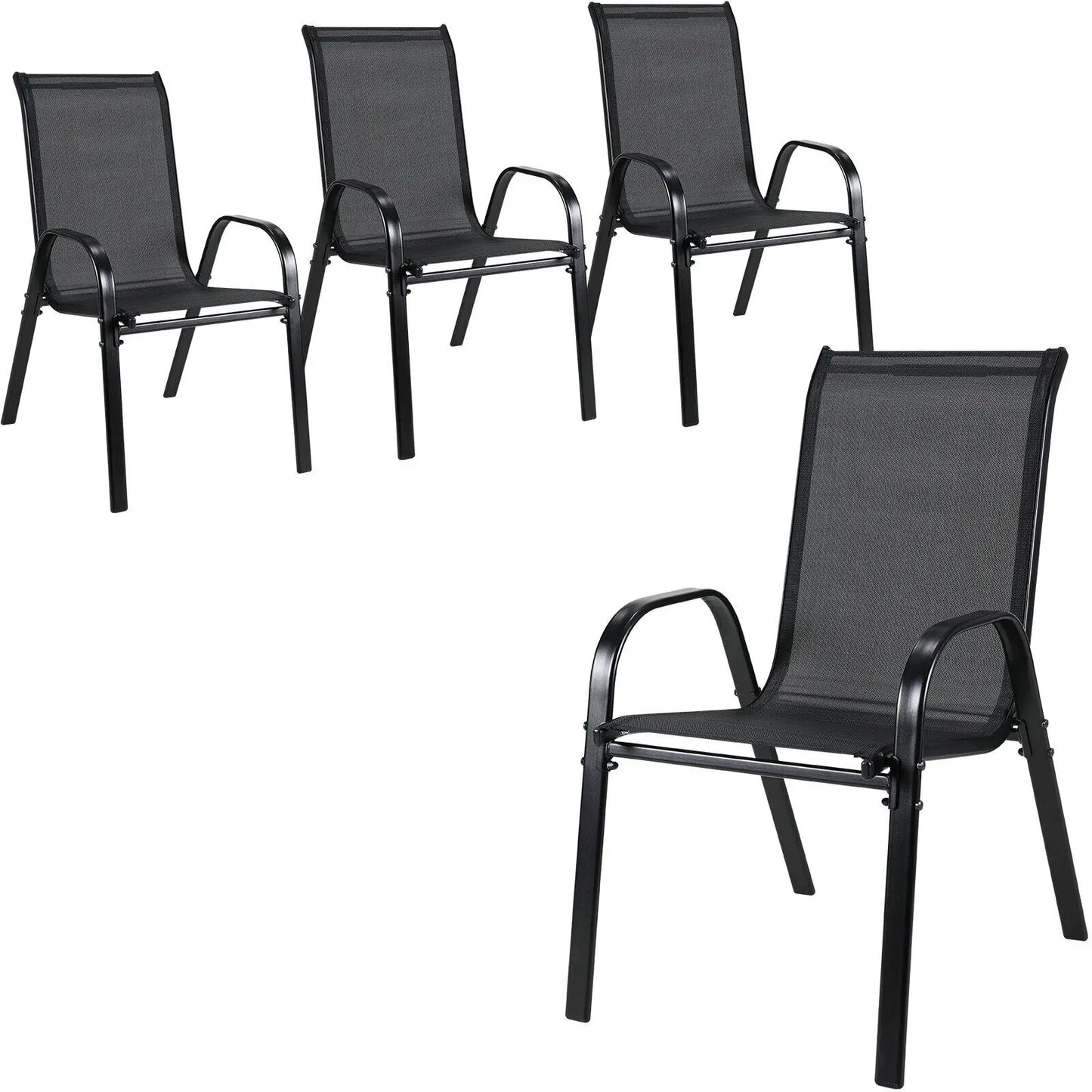 Metal Stackable Outdoor Dining Chairs Set of 4 for Patio Garden