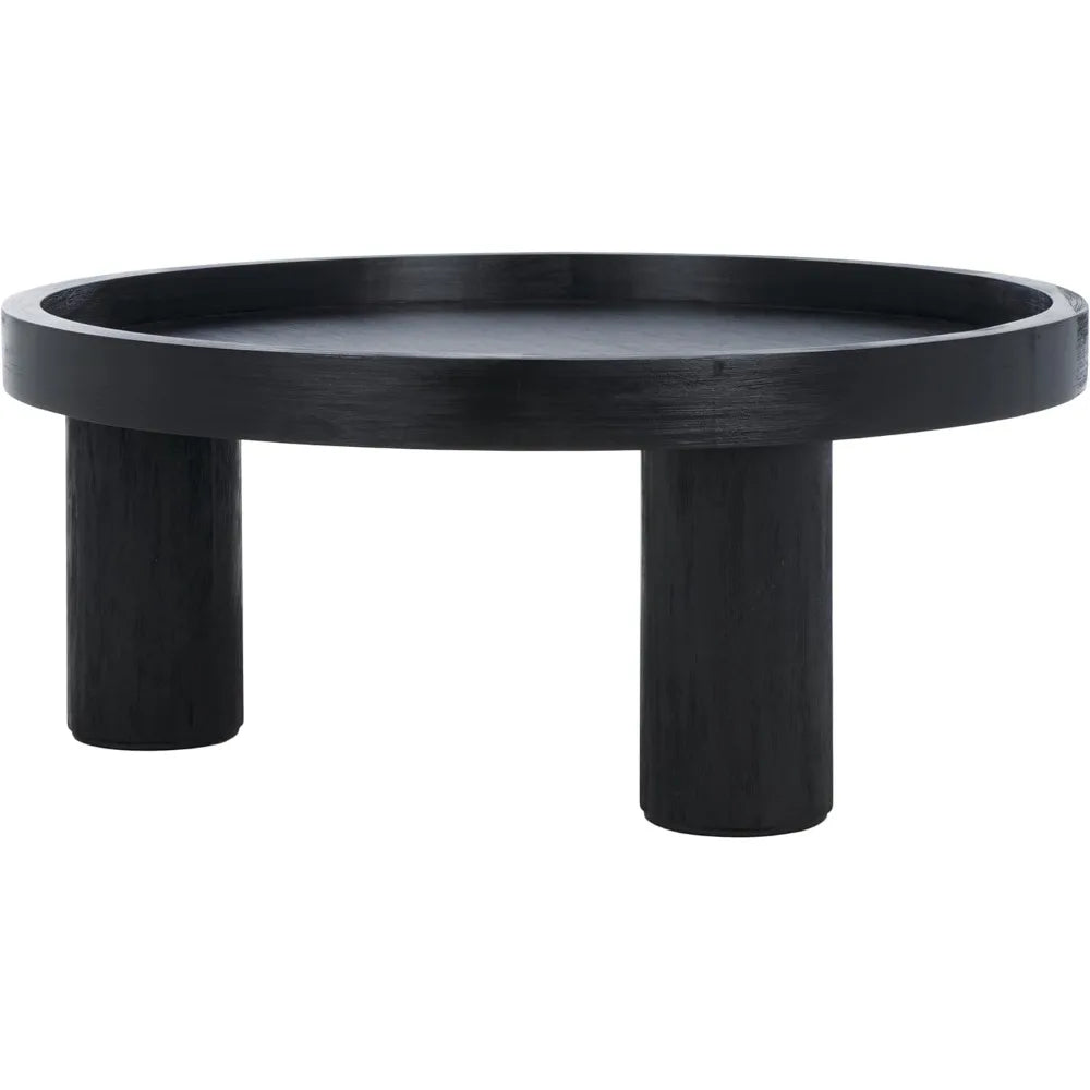 Ljustra Meek Black Round Coffee Table Modern 3-Leg Design for Home