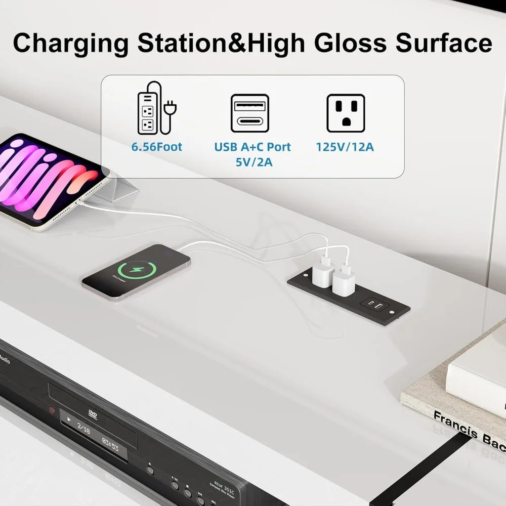 Ljustra 94.5" Modern TV Stand for Up to 100" TV with LED Lights