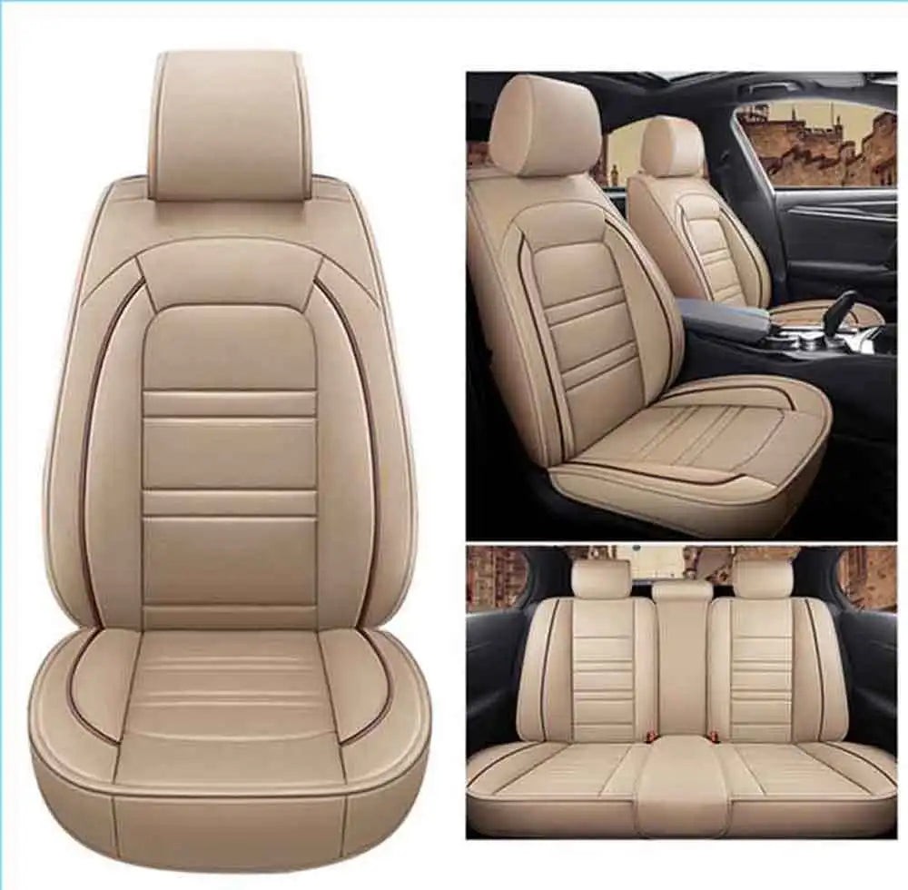 Universal 5-Seat PU Leather Car Seat Covers Full Set Anti-Scratch Protection