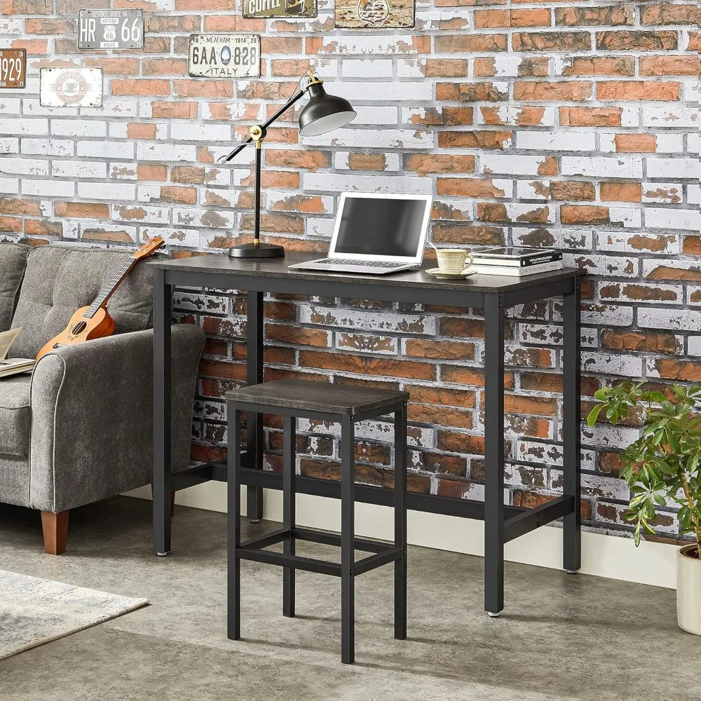 Bar Stools Set of 2 Industrial Kitchen Breakfast Chairs Footrest