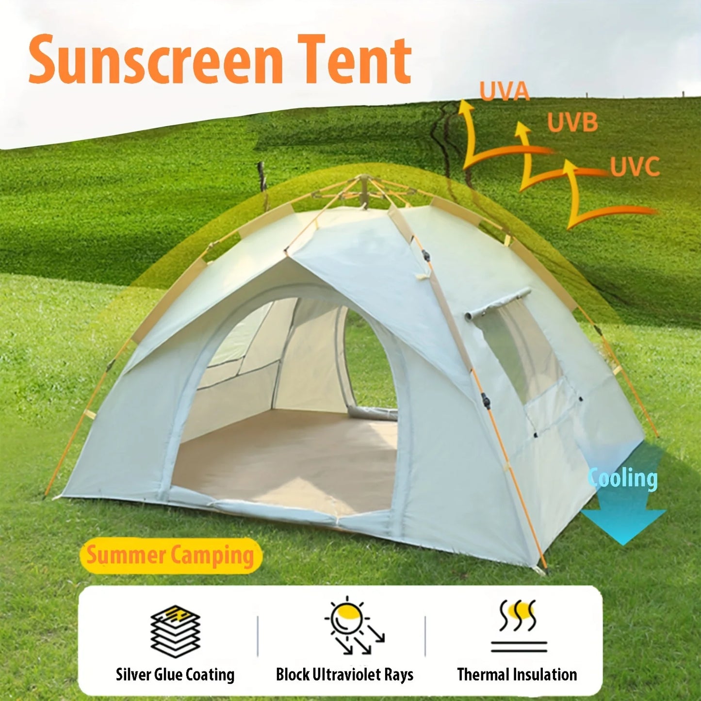 Ljustra All-Season Automatic Camping Tent Waterproof for 2-4 People