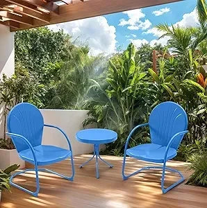 Retro 3 Piece Patio Bistro Set Metal Outdoor Seating Chairs Table