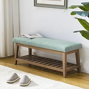 Ljustra Entryway Shoe Bench Upholstered Storage Ottoman Modern Design