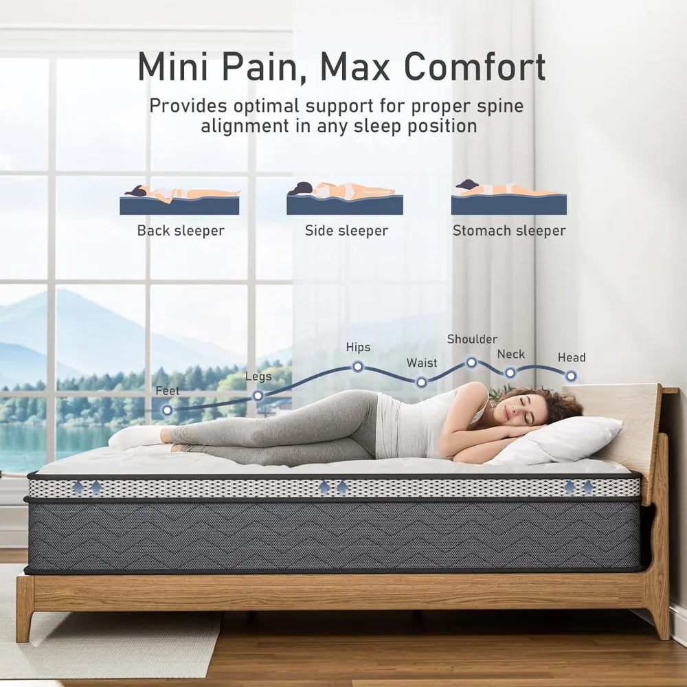 Ljustra Twin Hybrid 10 Inch Plush Innerspring Mattress Bed in a Box