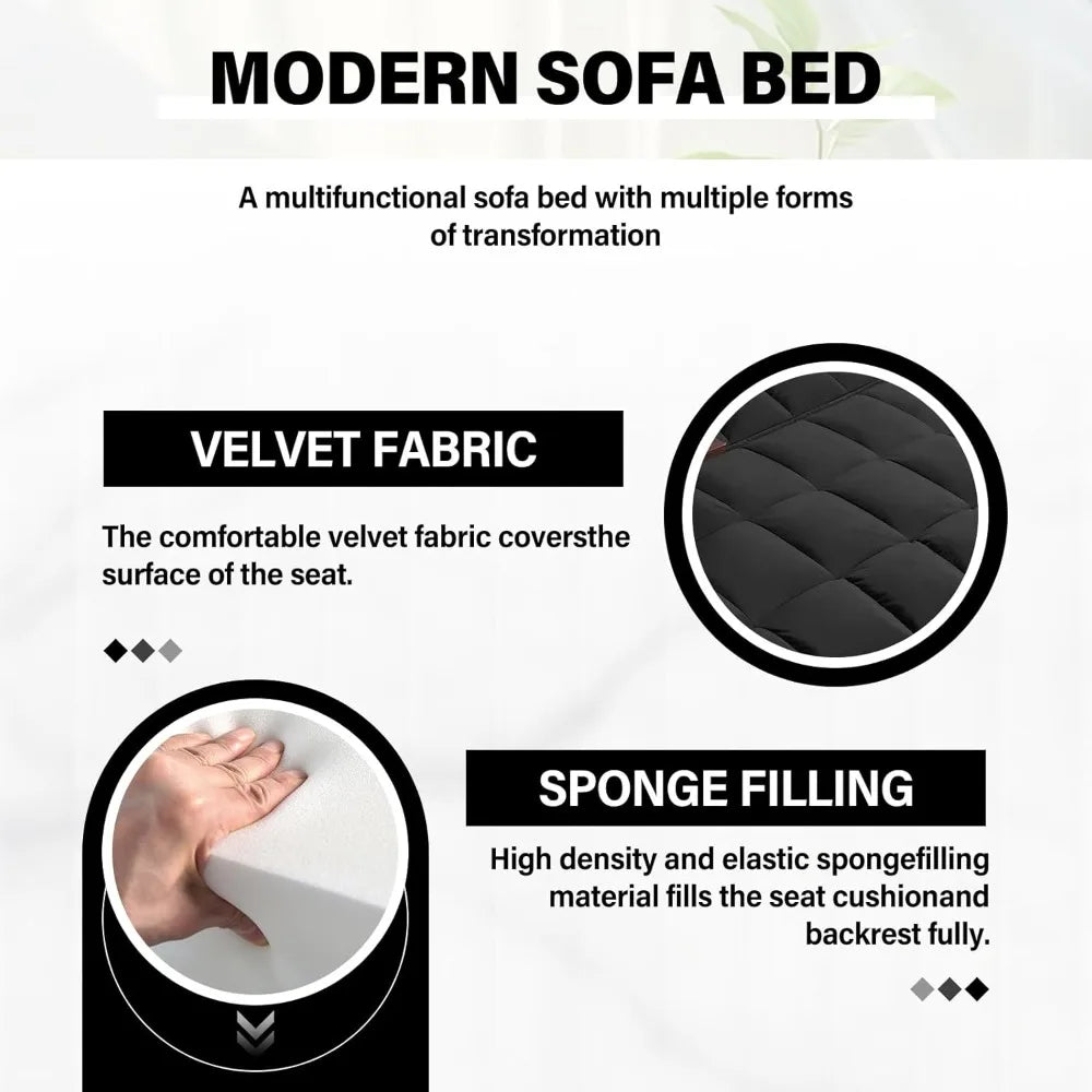 Ljustra 3-in-1 Convertible Sofa Bed Loveseat Sleeper Couch Adjustable Backrest