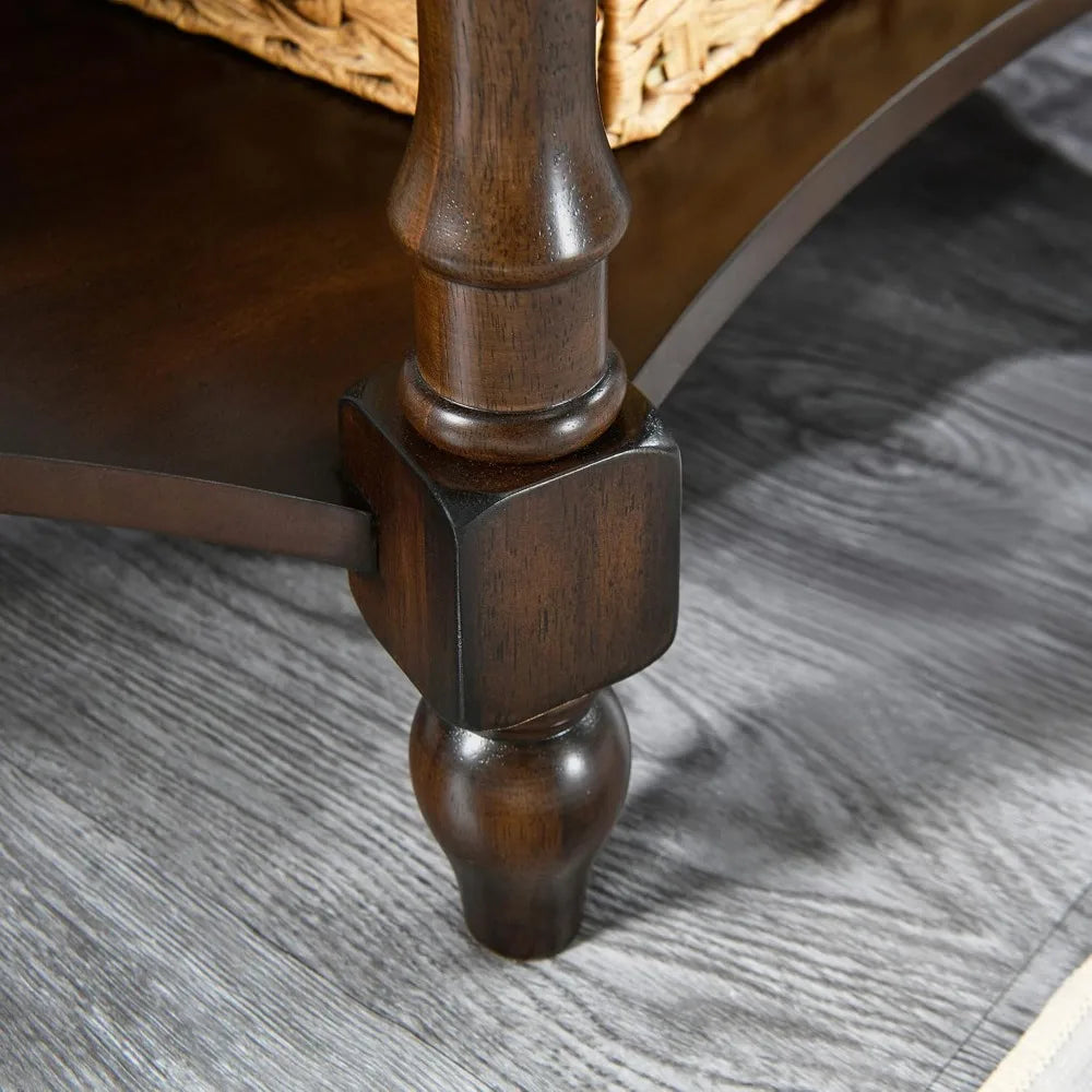 Demi Lune Console Table Solid Wood Entryway Table with Storage Drawer