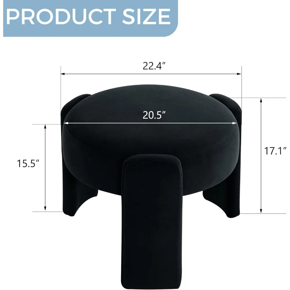 Ljustra Velvet Ottoman Modern Round Vanity Stool Soft Foot Rest Chair