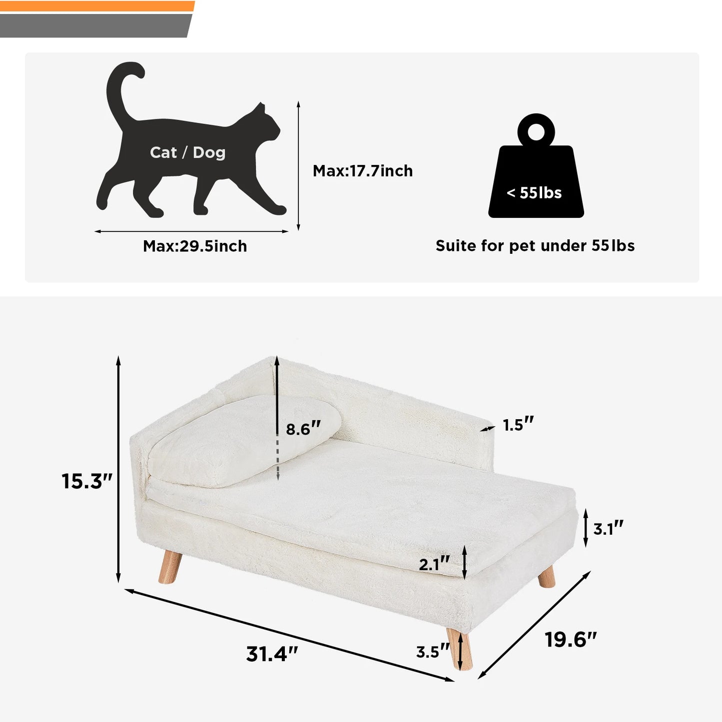Elevated Pet Bed Nordic Pet Sofa Bed Waterproof Cozy Pad Small Dog Cat