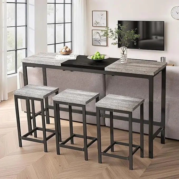 Ljustra Bar Table and Chairs Set 60.24” High Top Kitchen Dining Desk