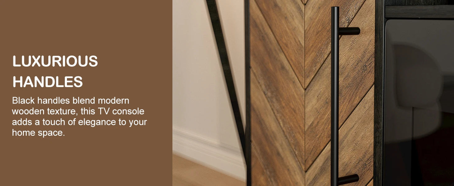 68 Inch TV Stand with Electric Fireplace and Storage Cabinet