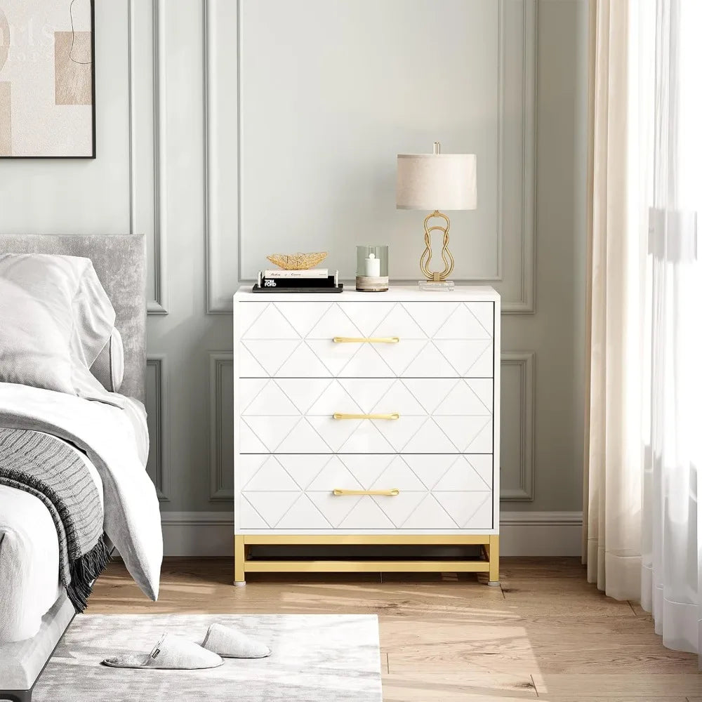 Modern 3 Drawer Dresser Chest of Drawers for Bedroom Storage Solution