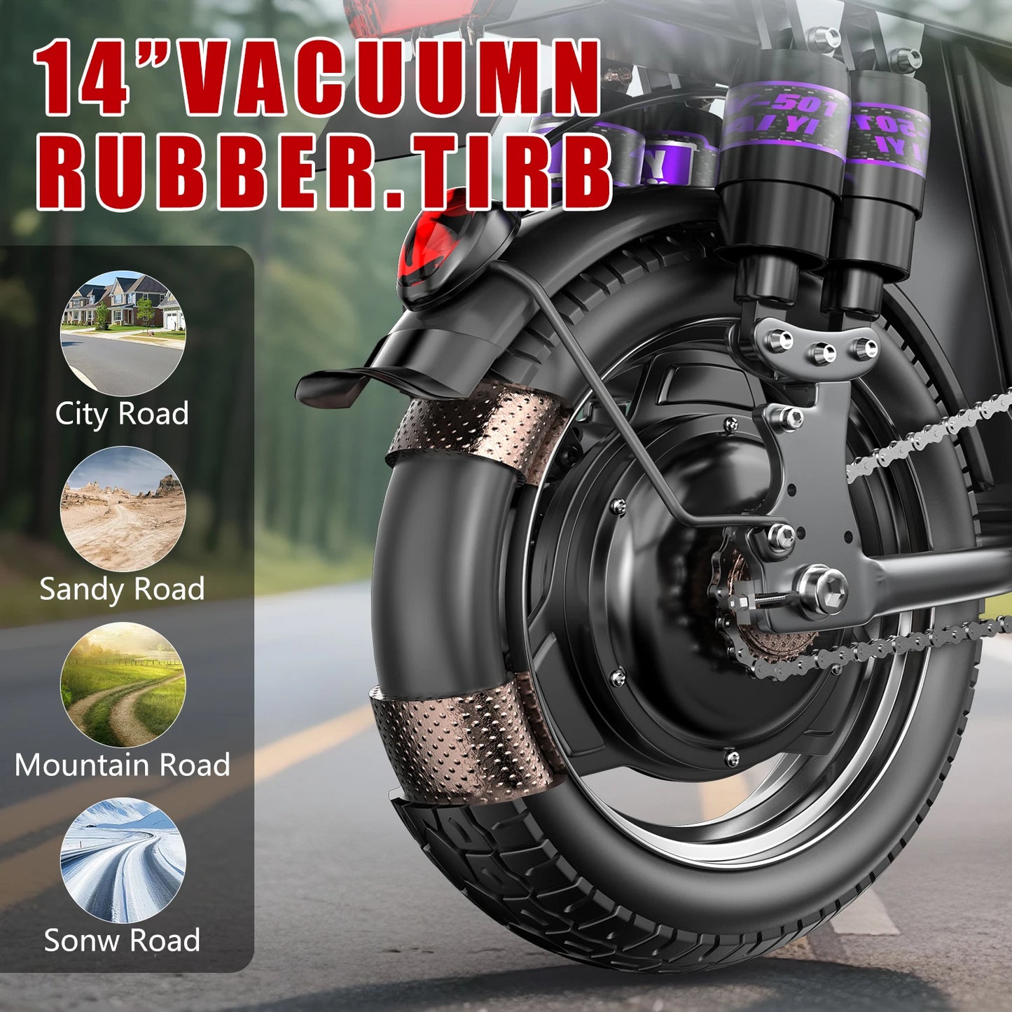 Folding Electric Bike 500W 48V 15AH Removable Battery 20MPH Commuter Ebike