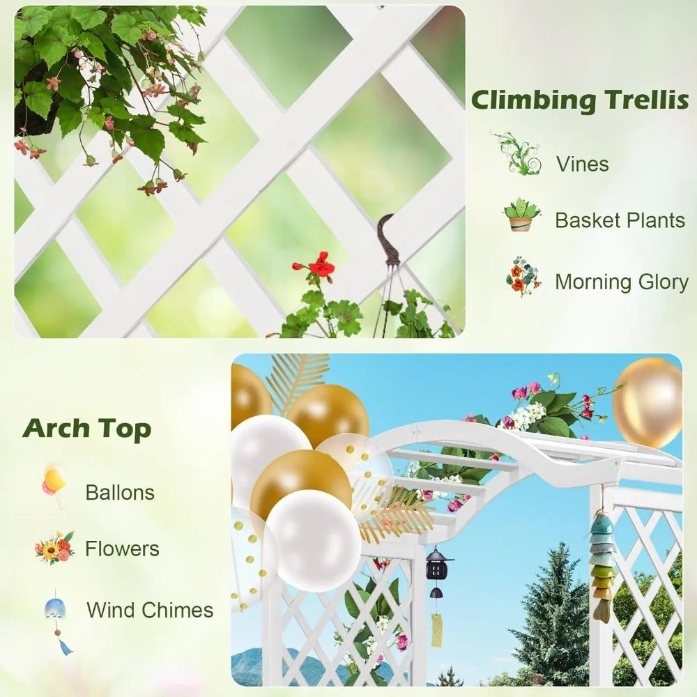 Moccha Wooden Garden Arbor Trellis Planter for Climbing Plants Outdoor