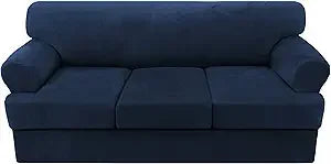 4-Piece Velvet Sofa Slipcover T-Cushion Stretch Fit | Couch Cover 72-90"
