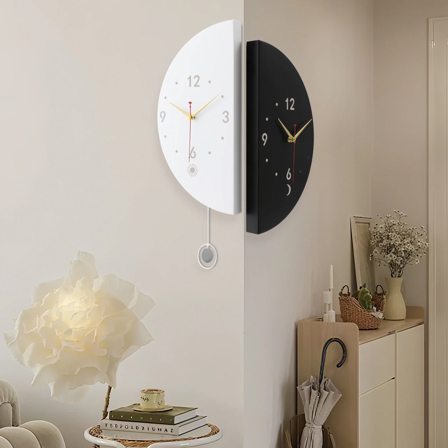 Double Sided Wall Clock 18 Inch Modern Battery Operated Decorative Clock