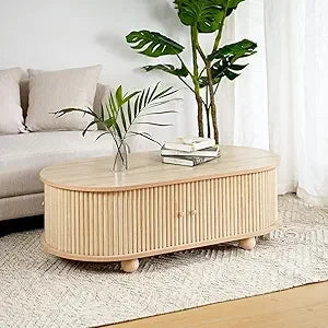 Modern Lift Top Coffee Table with Hidden Storage Oval Design 47.2"