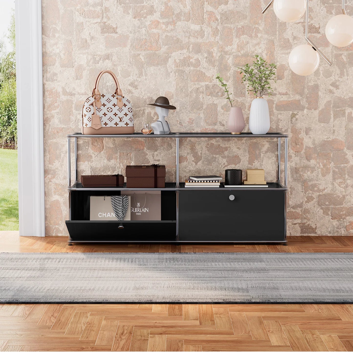 Modern Modular TV Stand Storage Cabinet Stainless Steel Furniture