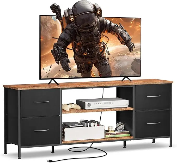 Ljustra TV Stand for Bedroom Entertainment Center Dresser with 4 Drawers