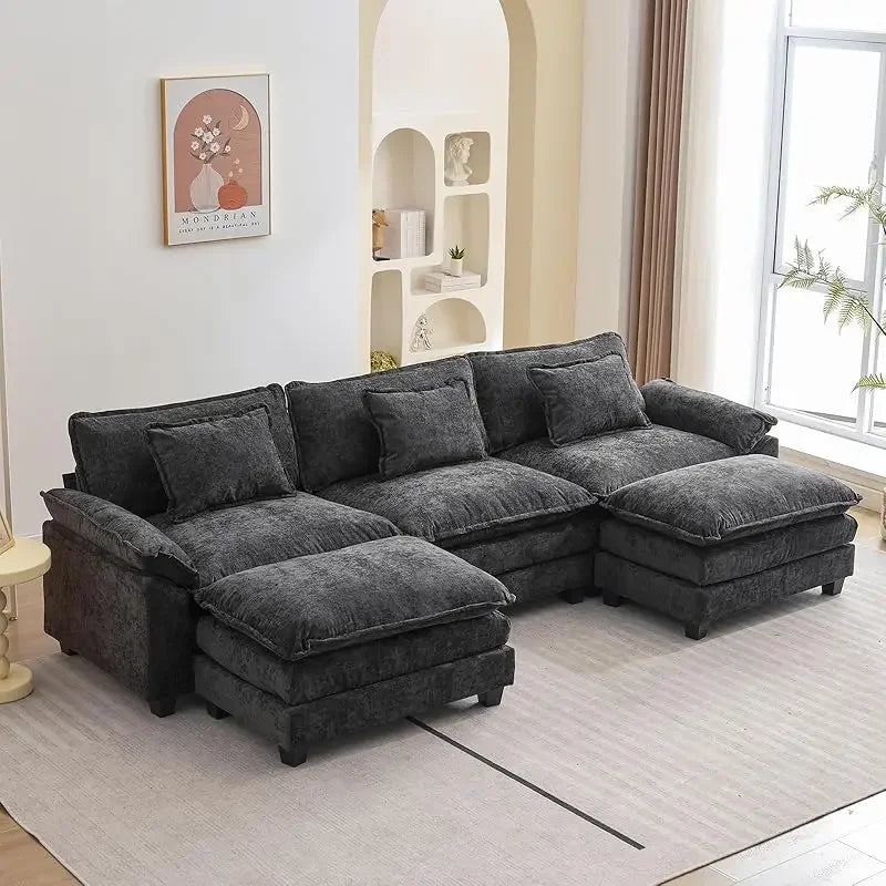 Ljustra Comfy Cloud Sectional Sofa with Pillows for Living Room