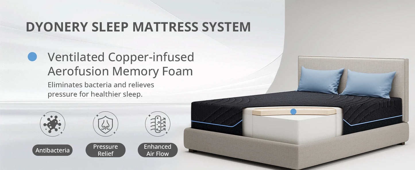 Ljustra 14 Inch Twin XL Memory Foam Mattress Copper-Infused Cooling