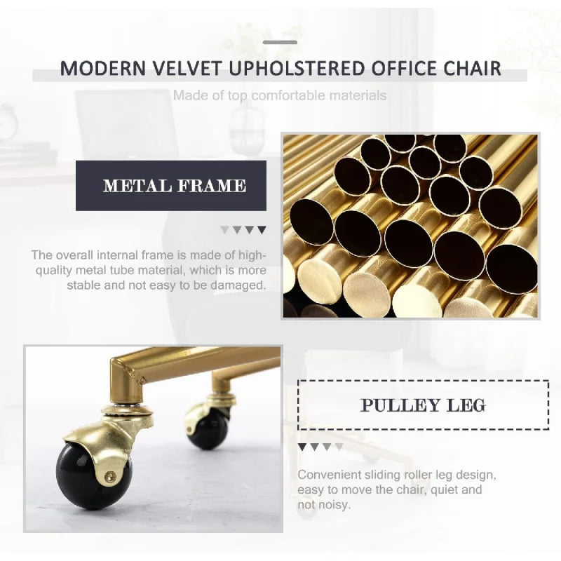 Modern Adjustable Office Desk Chair Swivel Vanity Chair with Wheels