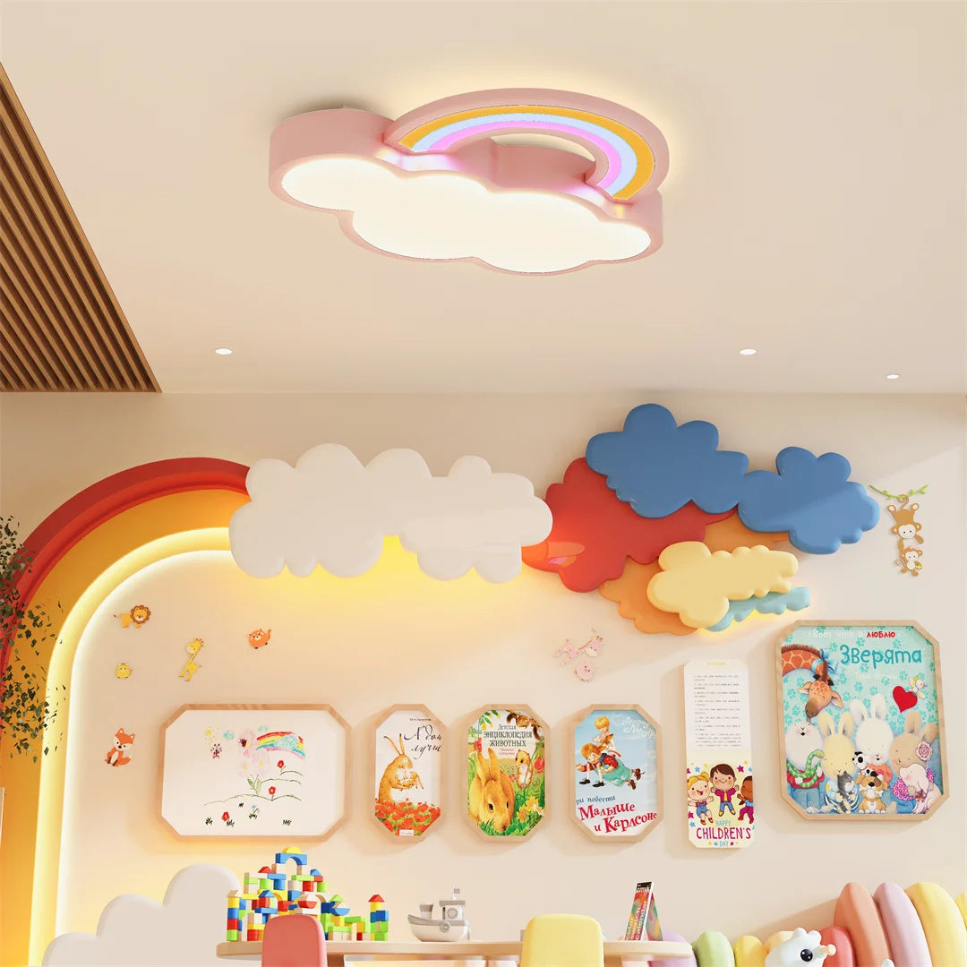 Kids Bedroom Ceiling Light Cloud Rainbow Ceiling Lamp Dimmable Fixture