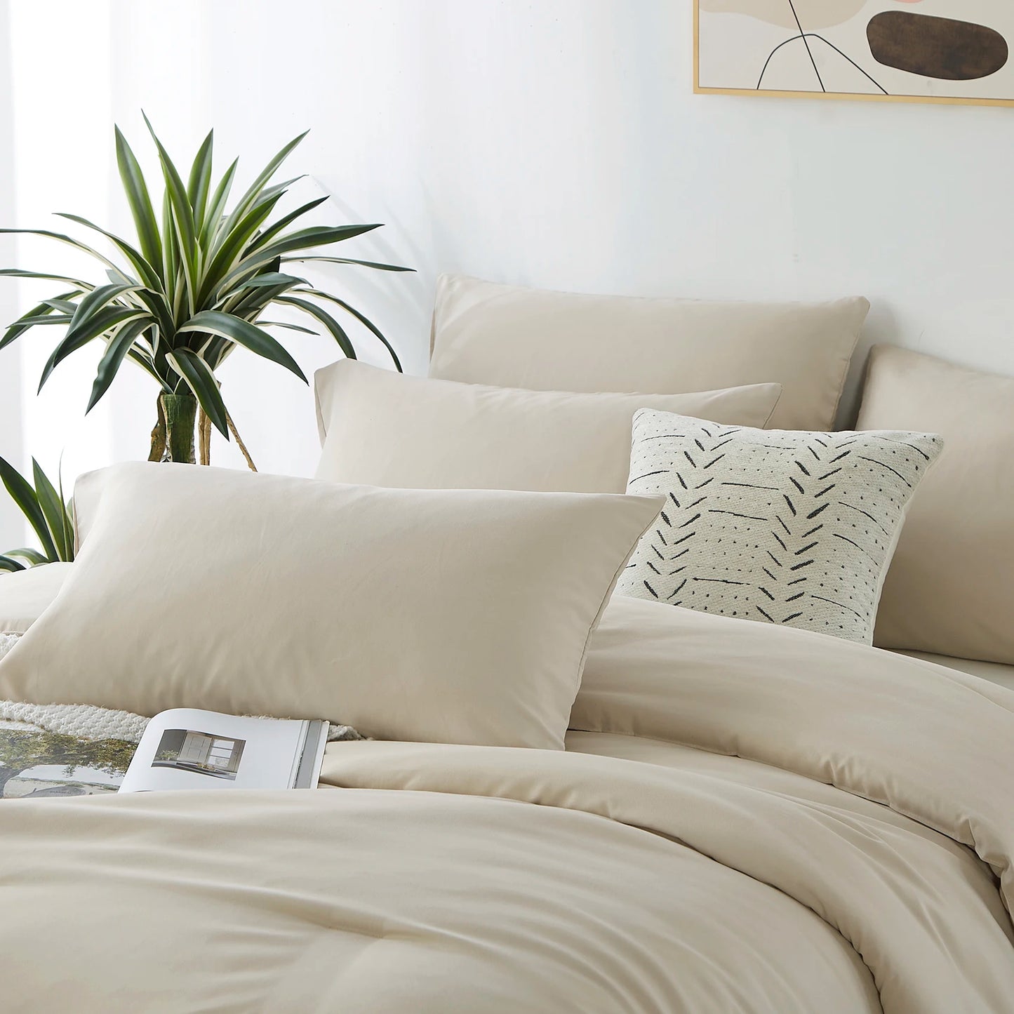 Ljustra 3PCS Solid Color Comforter Set Soft Breathable Bedding All Seasons