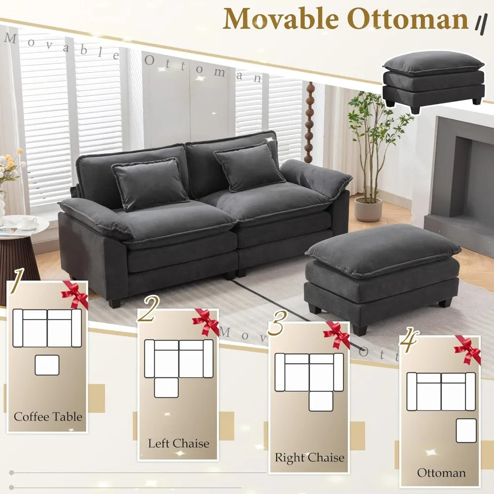 Ljustra Modular Sectional Sofa Comfy Cloud Couch Velvet Sleeper