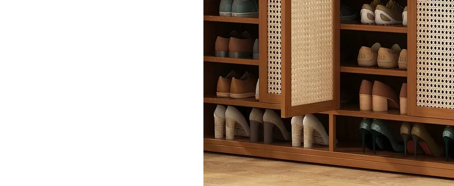 8 Tier Bamboo Shoe Storage Cabinet Freestanding Shoe Rack for Closet