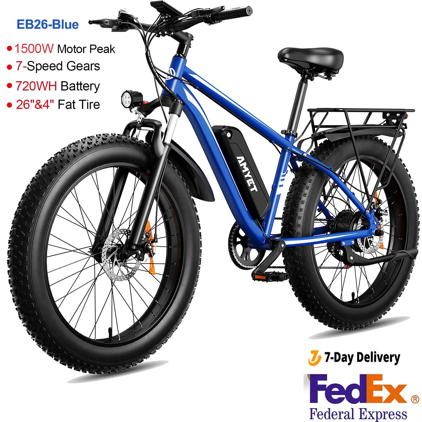 Ljustra AMYET EB26 Electric Bike 1500W 28mph Adult Mountain Bike