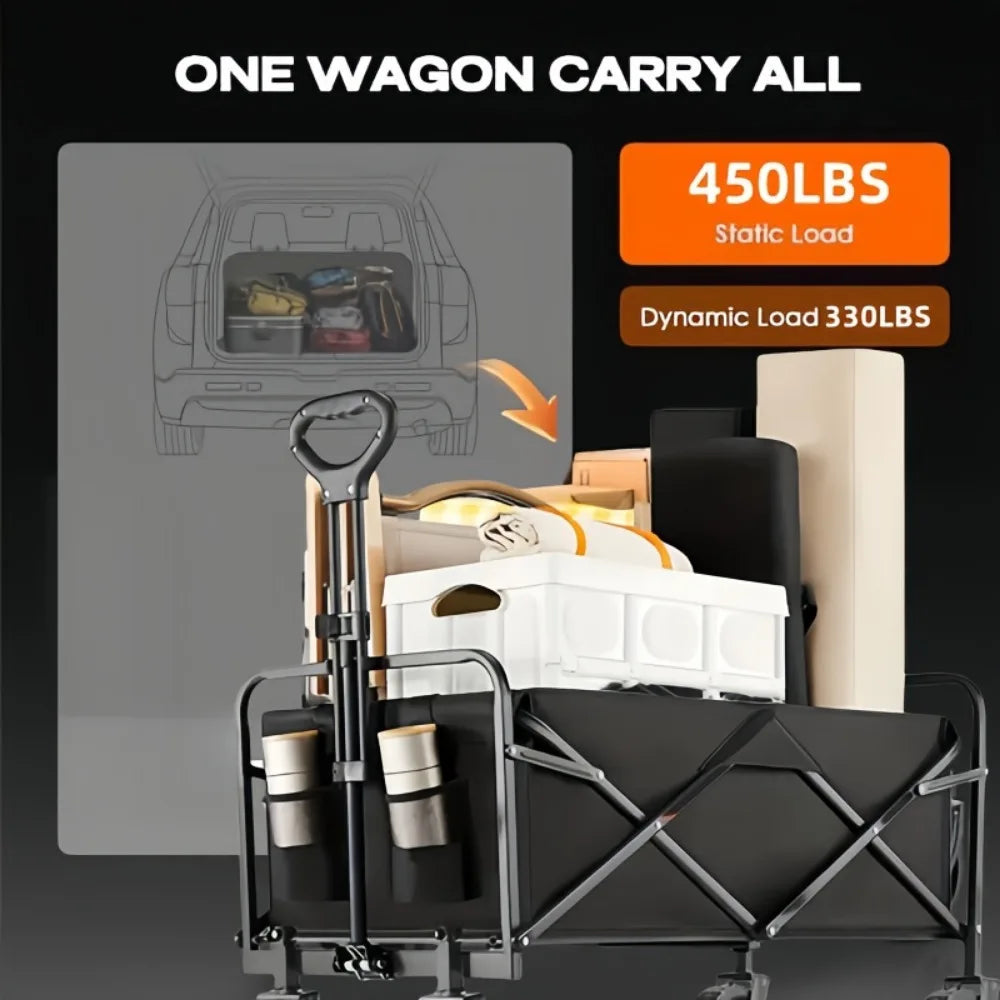 Heavy Duty Foldable Utility Garden Wagon 330 450LB Portable Cargo Cart