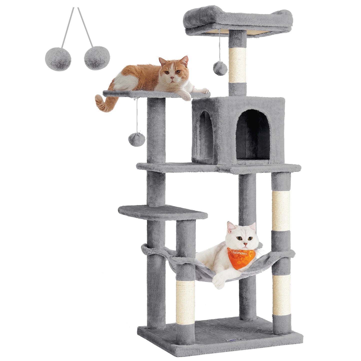 Ljustra 56 Inch Cat Tree Multi-Level Cat Condo with Scratching Posts