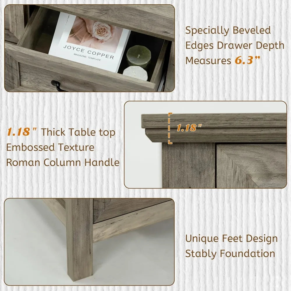 Farmhouse 7-Drawer Dresser Bedroom Storage Organizer Wood Chest