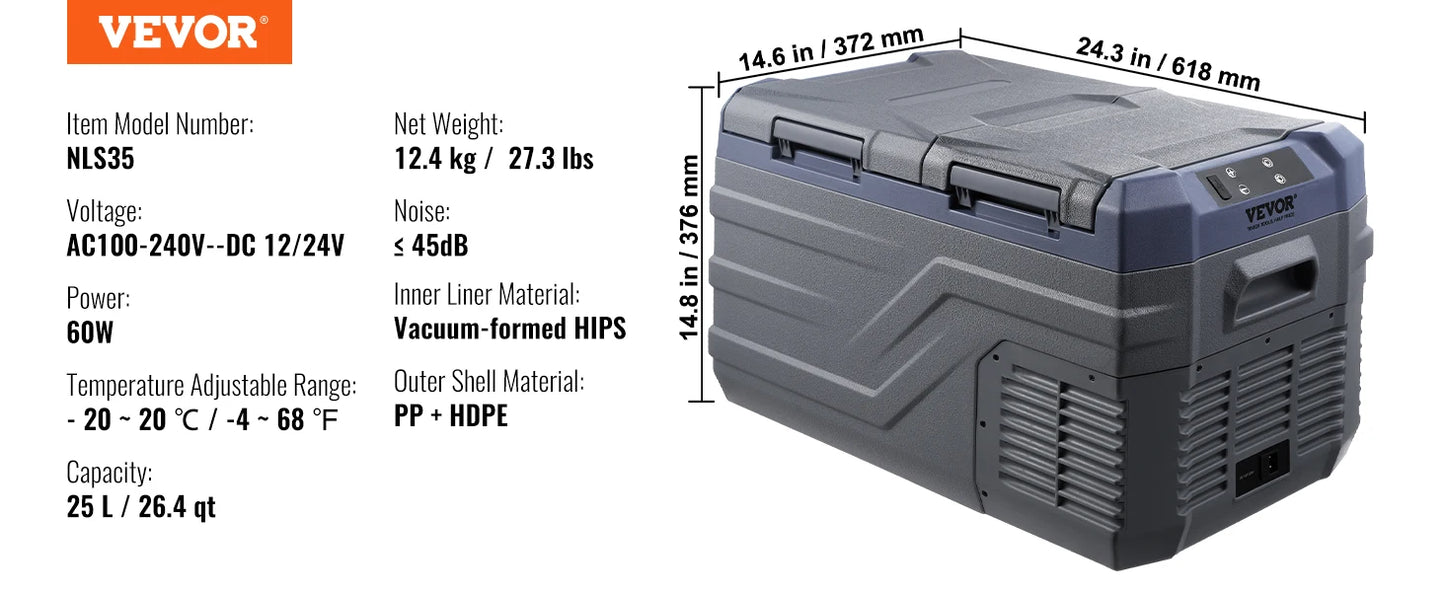 Portable Car Refrigerator 8L to 75L Bluetooth Adjustable Temp for Camping