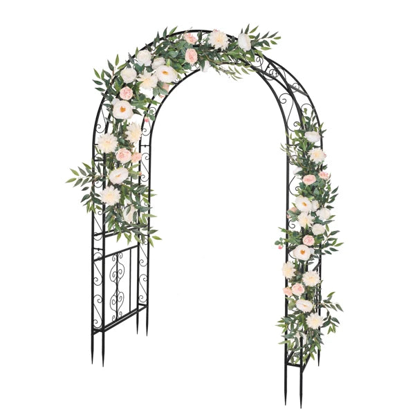 Double Layer Iron Art Arc Top Garden Arch Trellis 134x59x213cm