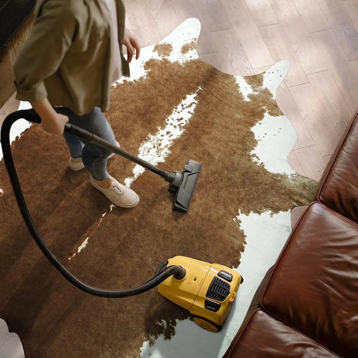 American Style Animal Print Faux Fur Cowhide Rug for Living Room Bedroom